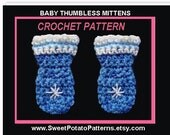 Instant Download PDF Crochet Pattern - Baby Thumbless Mittens SPP53  newborn to 12 months