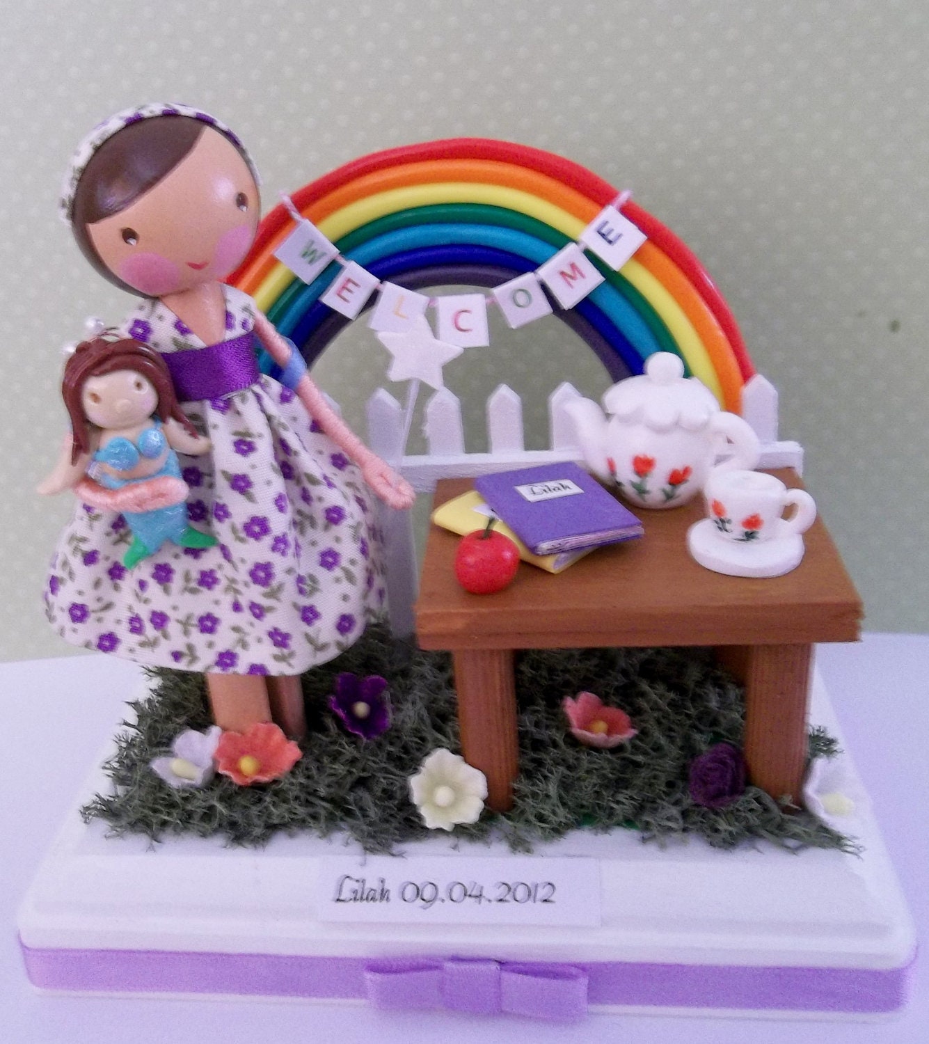 Clothespin doll-Custom celebration cake topper
