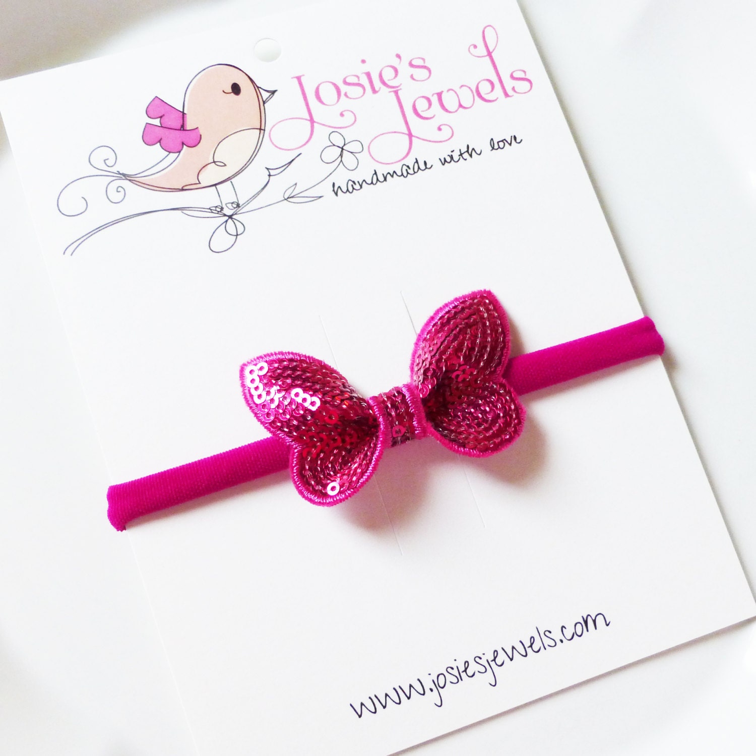 Shocking Pink Sequin Butterfly Infant Toddler Girls Headband