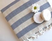 Premium Turkish Towel, Peshtemal, Hammam towel, Natural Soft Cotton, spa, yoga towel, beige navy