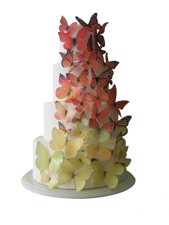 Ombre Edible Butterflies in Fall Colors - Cake Topper, Cake Decorations, Cake Making, Cake Recipe