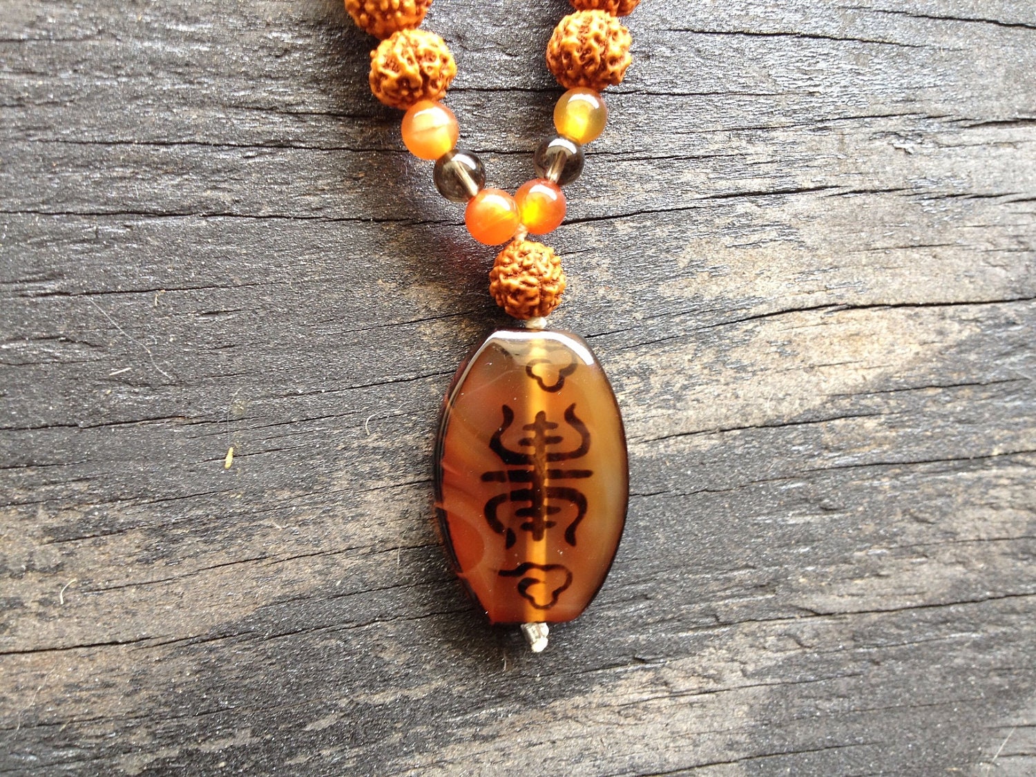 The Meditation Mala - Etched Carnelian