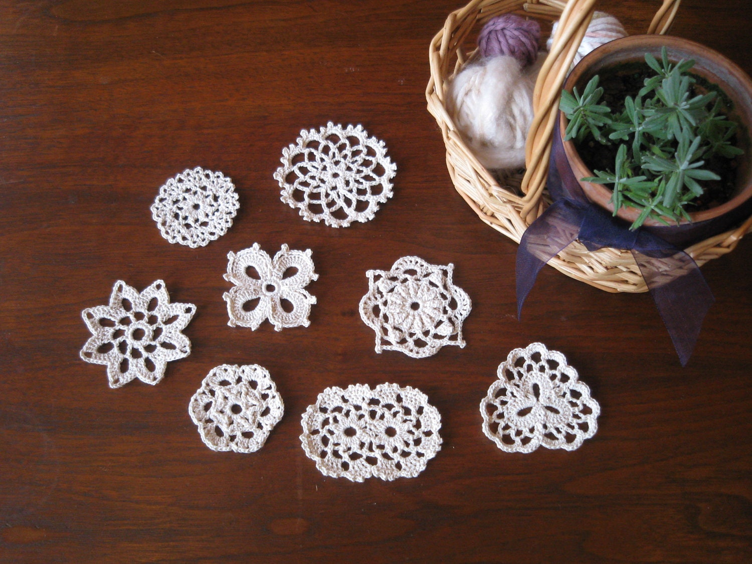 Mini crochet motif applique set C