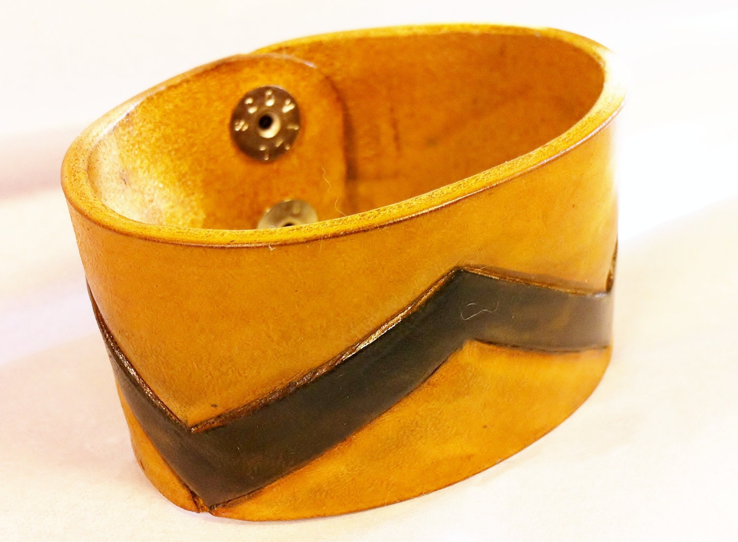 Men's Leather Cuff, Charlie Brown - Made to Order