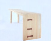 Asymmetrical Waterfall Slab Bench with Black Walnut Butterflys -- Custom Item