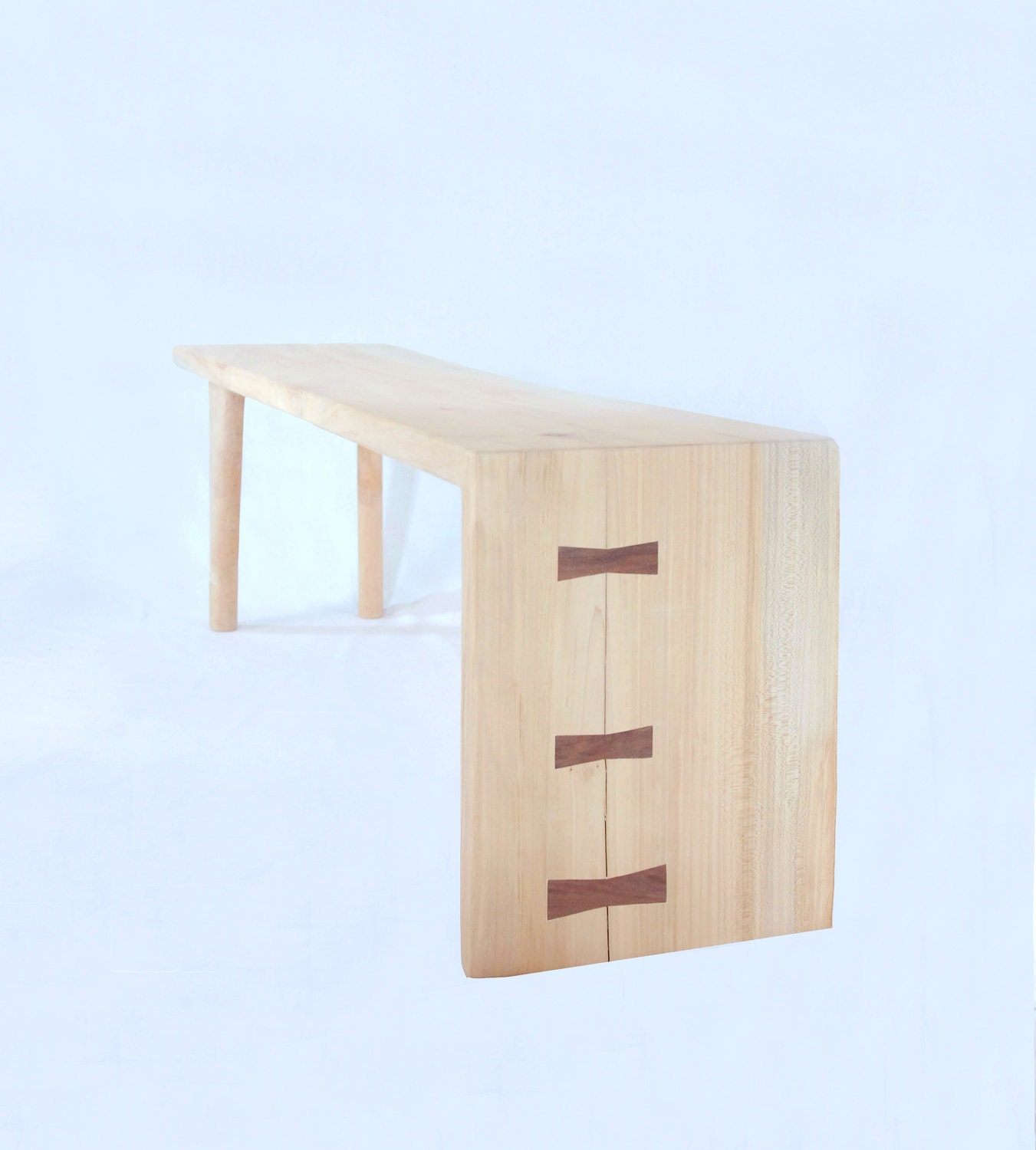 Asymmetrical Waterfall Slab Bench with Black Walnut Butterflys -- Custom Item