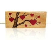 Unique Hand-crafted Wood Pencils/Pens Holder - Valentine, Wedding Gift / Reception / Guest Book - Hearts - Solid Oak - p011- Made to Order