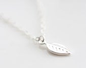 Sterling Silver Tiny Leaf Necklace Silver Leaf Charm Delicate Simple Leaf Jewelry Dainty Everyday - N221
