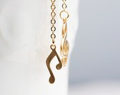 Treble Clef Music Note Necklace Gold G Clef Charm Musician Jewelry Music Lover Lariat Necklace - N233