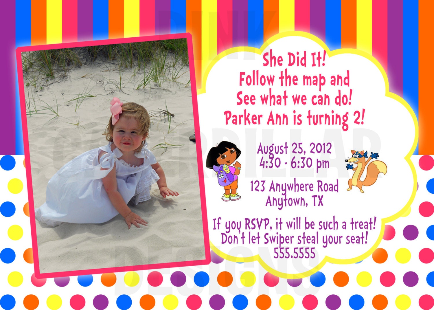 Dora the Explorer Birthday Invitation - DIY Printable  - CUSTOMIZABLE