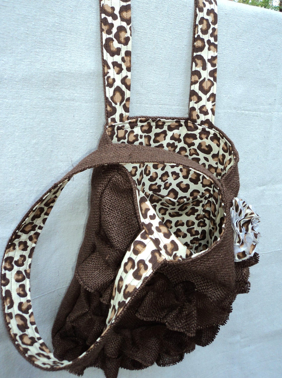 Burlap Purse Ruffled Tote Burlap Bag