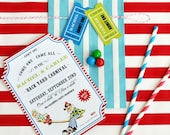 Vintage Circus Party- Custom Printable Invitation Ticket - Clown School Il_170x135