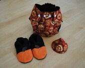 Halloween Set- Pumpkin Booties, Stream Shield, and Decorative Diaper Cover