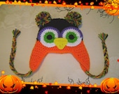 Halloween Crocheted Owl Hat Available in Any Size