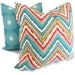 Turquoise and Orange Ikat Chevron Decorative Pillow Cover 18x18, 20x20 or 22x22, Pillow Sham, Throw Pillow, Pillow Cushion