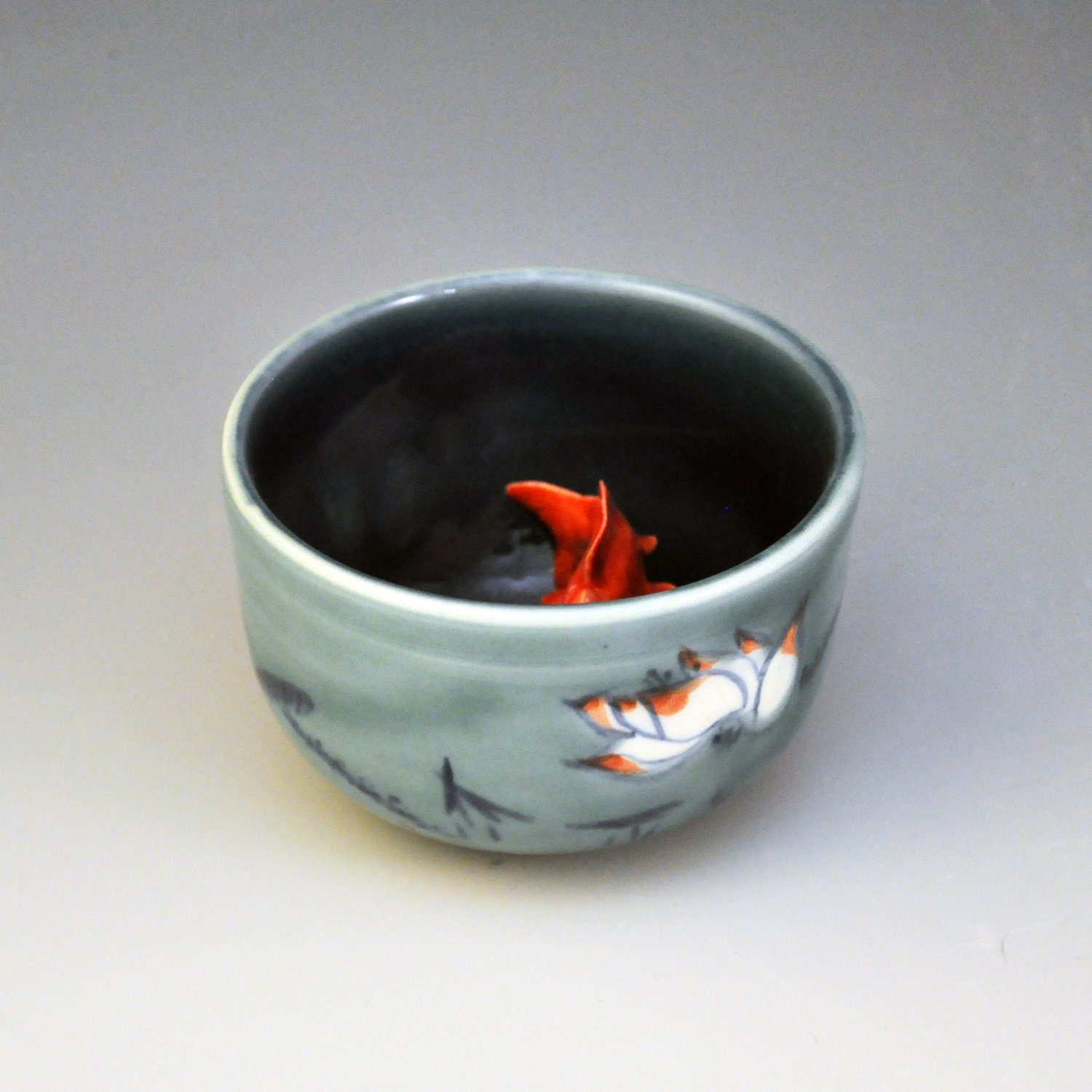 Koi Tea Bowl "Lotus Night"