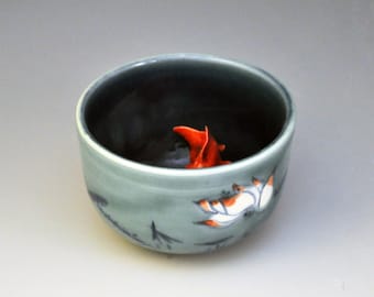 Koi Tea Bowl "Lotus Night"