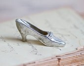 Miniature Baroque Shoe - Cinderella Slipper Figurine with a Dusty Silvery Finnish - Meanglean