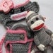 Pink sock monkey hat, pants and gray doll 0-3 months