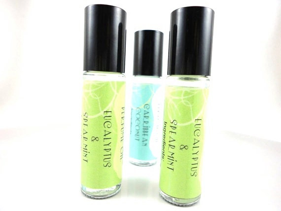 Eucalyptus and Spearmint Perfume Oil - Aromatherapy, Relax, Energize - Roll On Perfume