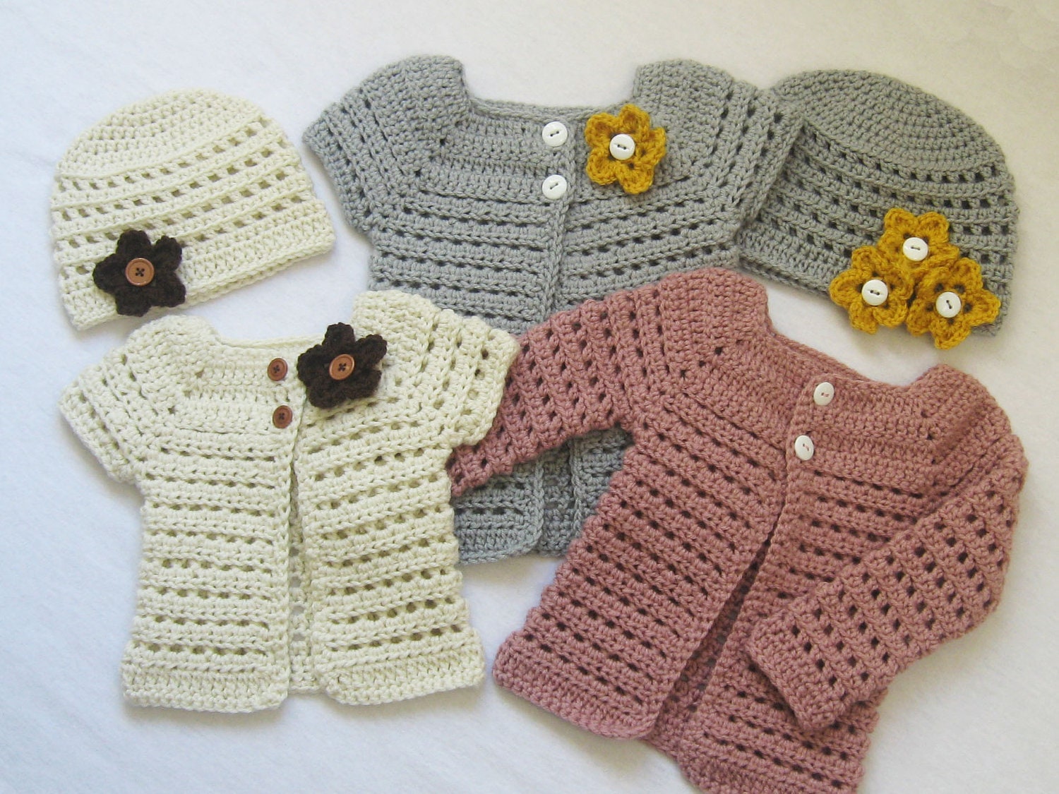 CROCHET PATTERN Toddler Cardigan & Beanie (4 sizes included from 6 months to 5 toddler) Instant Download