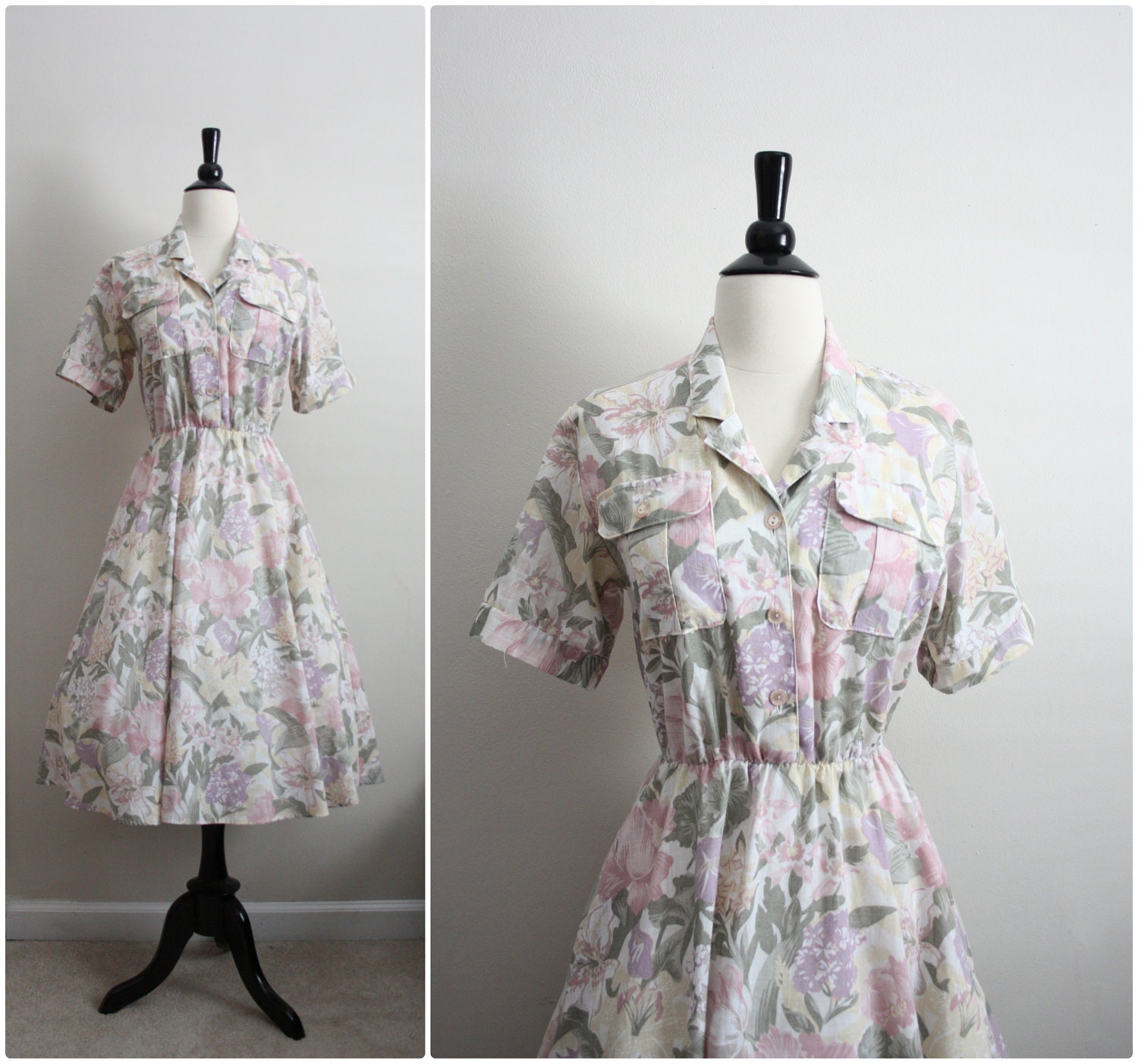 50s Jazmin Tea Full Skirt Dress by Stuart Alan. Size S/M
