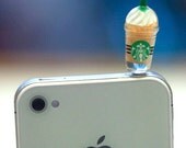 Kawaii STARBUCKS FRAPPE in 4 Colors to pick Iphone Earphone Plug/Dust Plug - Cellphone Headphone Handmade Decorations