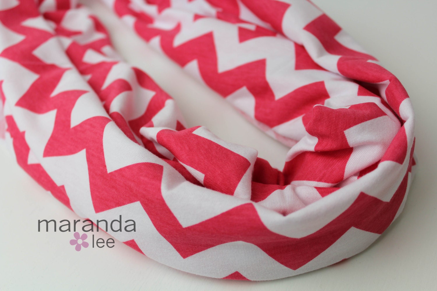 Infinity Scarf - Pink Chevron - Jersey Knit Cotton Scarf Chevron