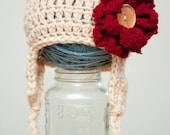 Interchangeable Flower Earflap Beanie with ONE Flower