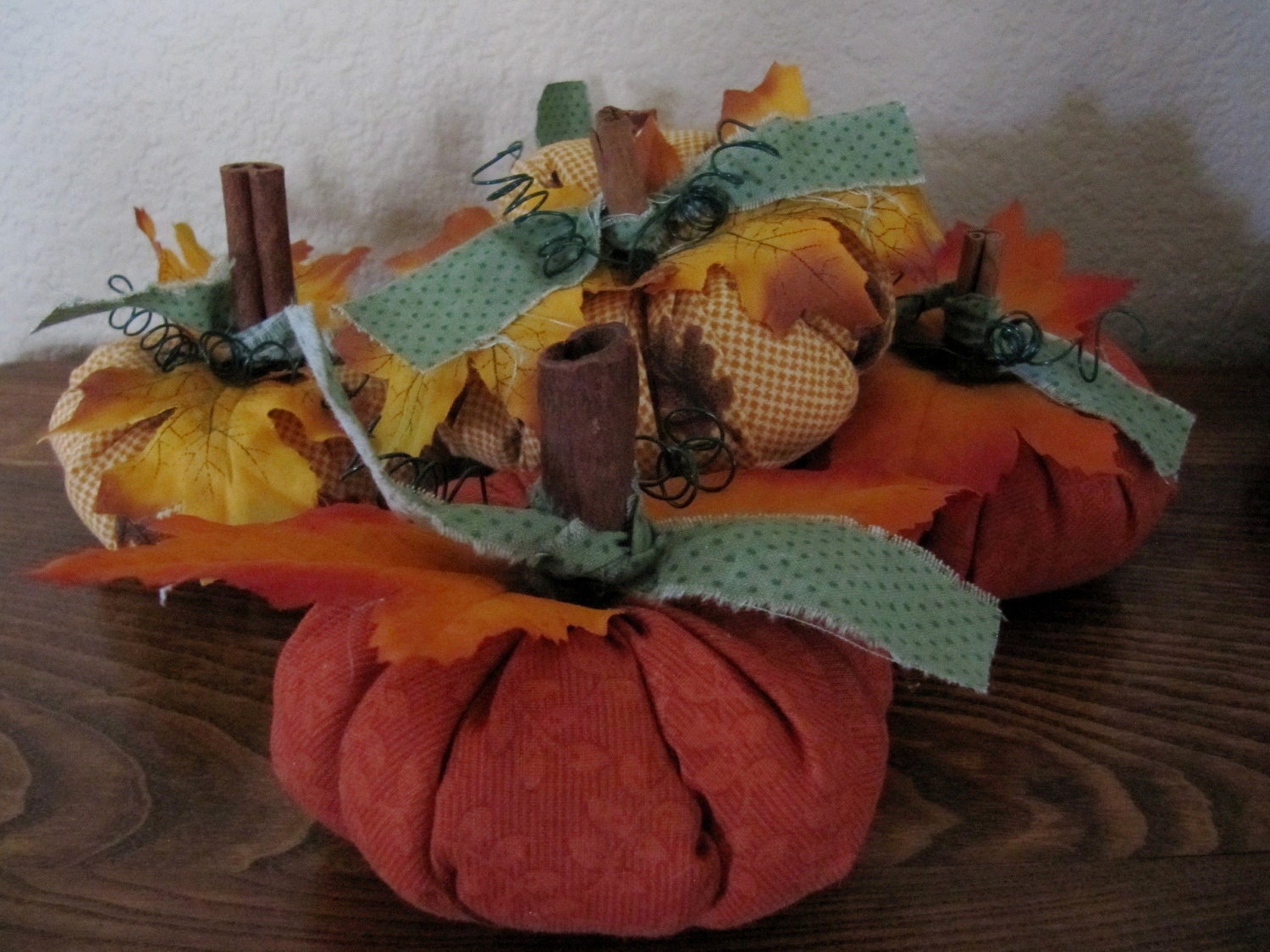 Pumpkins Fabric 5 Stuffed Handmade Shelf Sitters Bowl Fillers Harvest Autumn Fall Halloween Thanksgiving Home Decor Holiday Decor Ornies