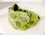 Wide Women's Turban Headband Green Leaf Head Scarf