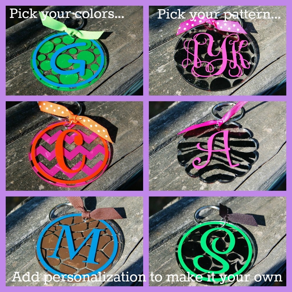 Patterned KeyChain - Zebra, Chevron, Polka Dots, Giraffe, Cheetah, Swirls