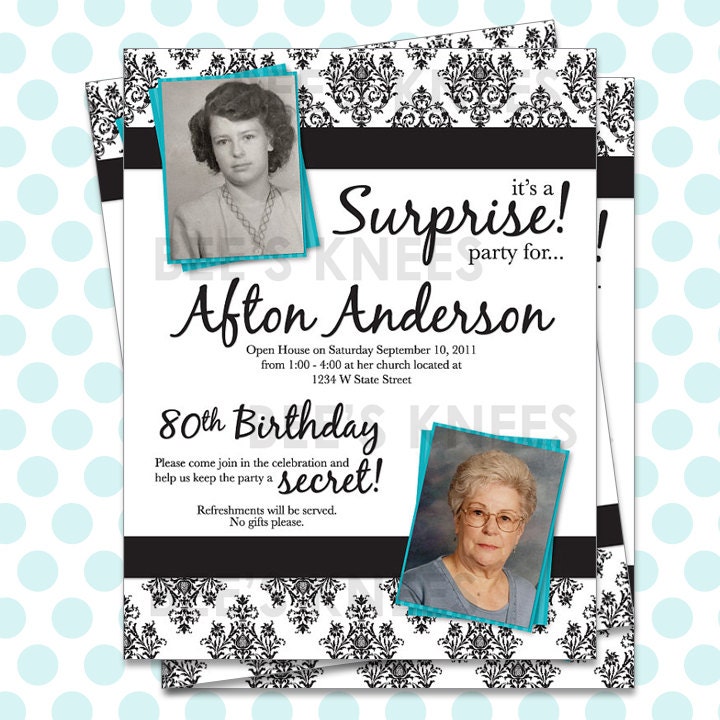 80th Birthday Party invitation Works for any age 50th 60th 70th Flier Invite Customized for you