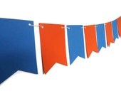Pennant Flag Banner, Paper Flag Bunting, Team Spirit Decoration, Orange and Blue, Bright Photography Prop, College Team Party