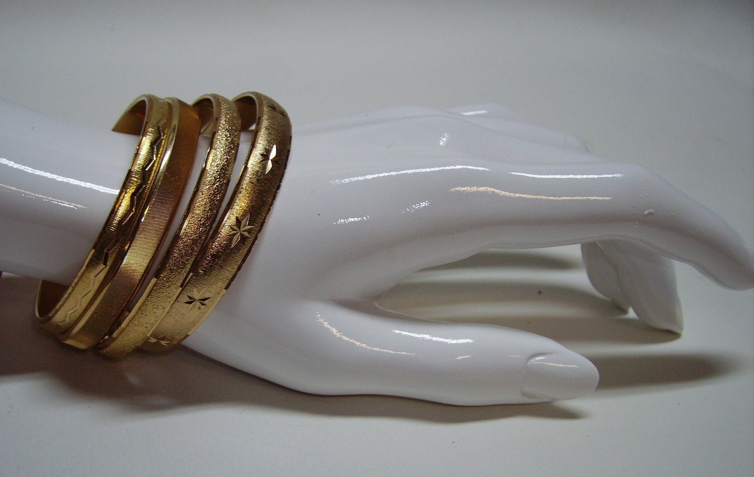 Vintage goldtone MONET Bangle Bracelets, Set of 4