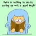 Cute cat is reading a children's book on a blue chair 5 x 7 in print