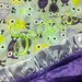 Personalized Minky Baby Blanket with Robert Kaufman Night Owl Minky and satin ruffles