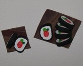 Adorable Miniature Sushi Plate Clay Magnet - Set of 2