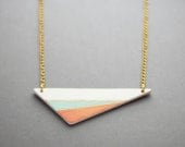 Irregular Triangle Necklace (Orange - Blue - White - Gold) - Modern Handmade Jewellery