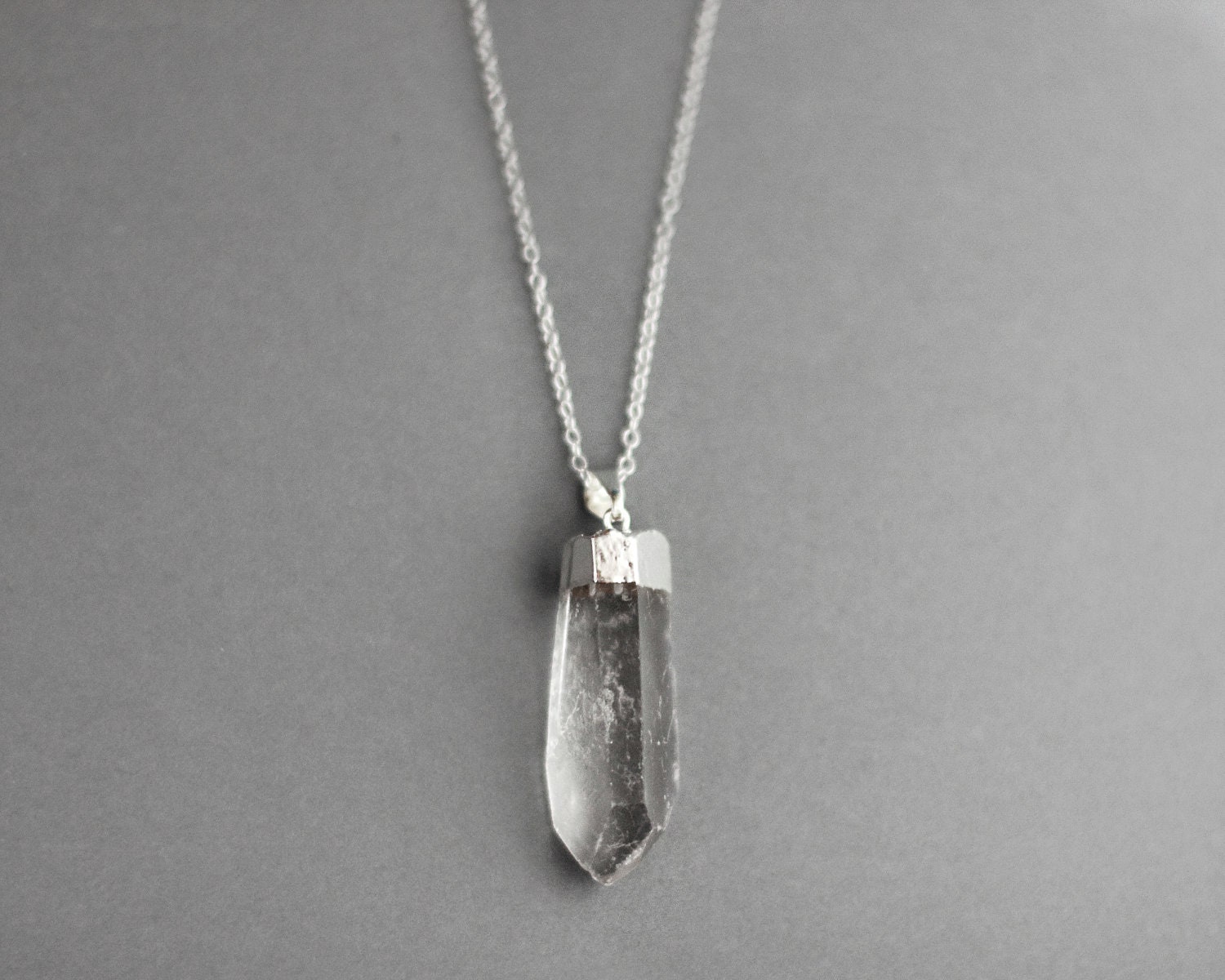 Raw Crystal Quartz Necklace (Sterling Silver) - Modern Handmade Jewellery