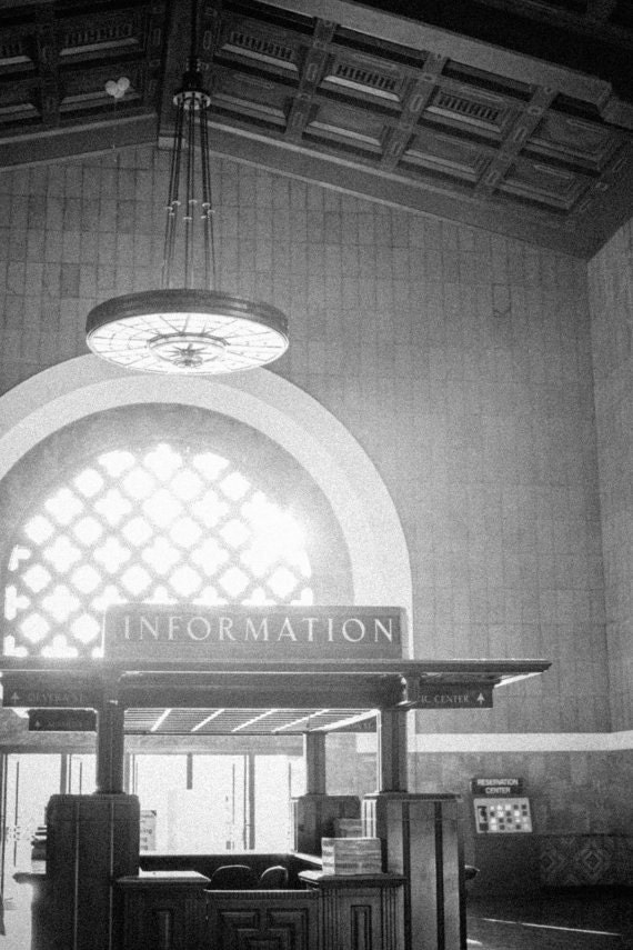 Union Station in black and white, Los Angeles Train Station Travel Photography - Fine Art 8x12" Photography Print