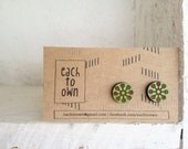Hand Painted Mod Wooden Studs in Forest Green - Laser Cut Wood