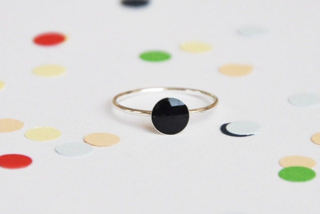 Confetti ring night blue 'you only need one confetti to remember the party...' sterling silver