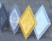 Yellow Gray/Grey and White Wall Plaques Vintage Ornate