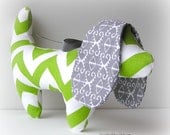 Gray and Green Chevron Dachshund Dog