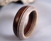 Deer Antler and Wood Ring - Off-set Band Cut
