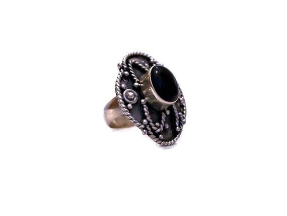 Vintage Ring Black Onyx Sterling Silver Jewelry