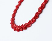 Red necklace Red jewelry Bright summer fashion Sparkling necklace Gold glitter Gift for her under 15 Minimalist jewelry