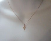 Rose Gold Cross Necklace- Rose Gold Filled Dainty cross- 14k dainty Cross- Pink Gold- Religious Necklace Minimalist cross- layering necklace