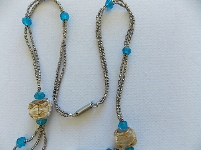 Victorian Foil Beads Venetian Wound Bead Festoon Necklace-SO DAINTY